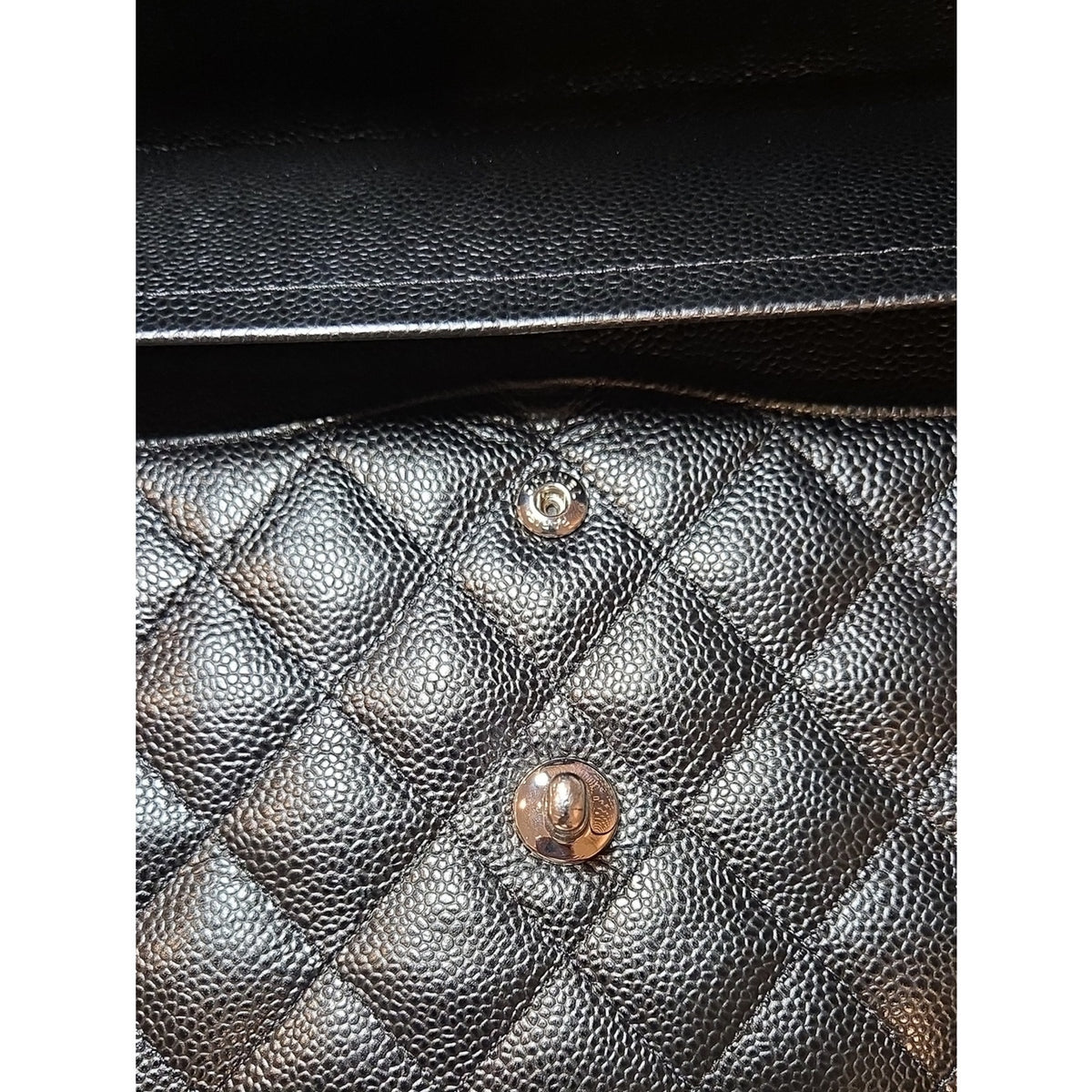 CHANEL Double Flap Jumbo 30, Black Caviar, Silver Hardware - COA included