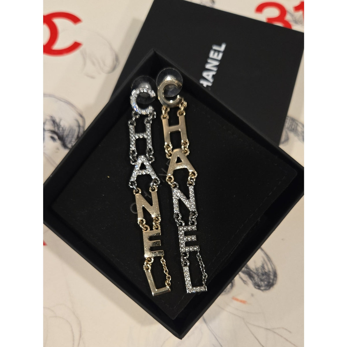 #202 - CHANEL B20 Pearl/Crystal Bright Young Things Earrings Gold Ruthenium