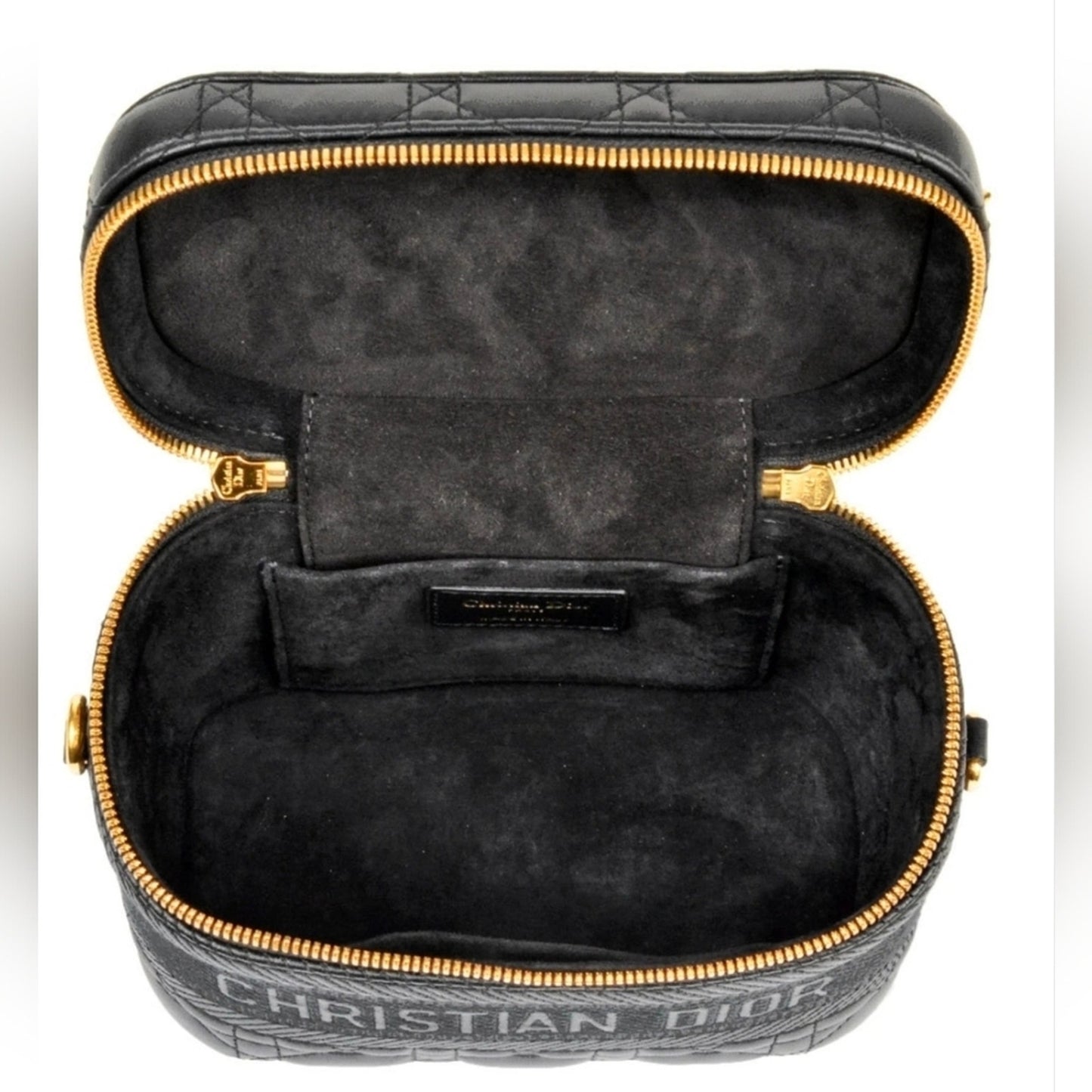 Christian Dior Vanity Bag Shoulder Leather Canvas Black Crossbody/Top Handle