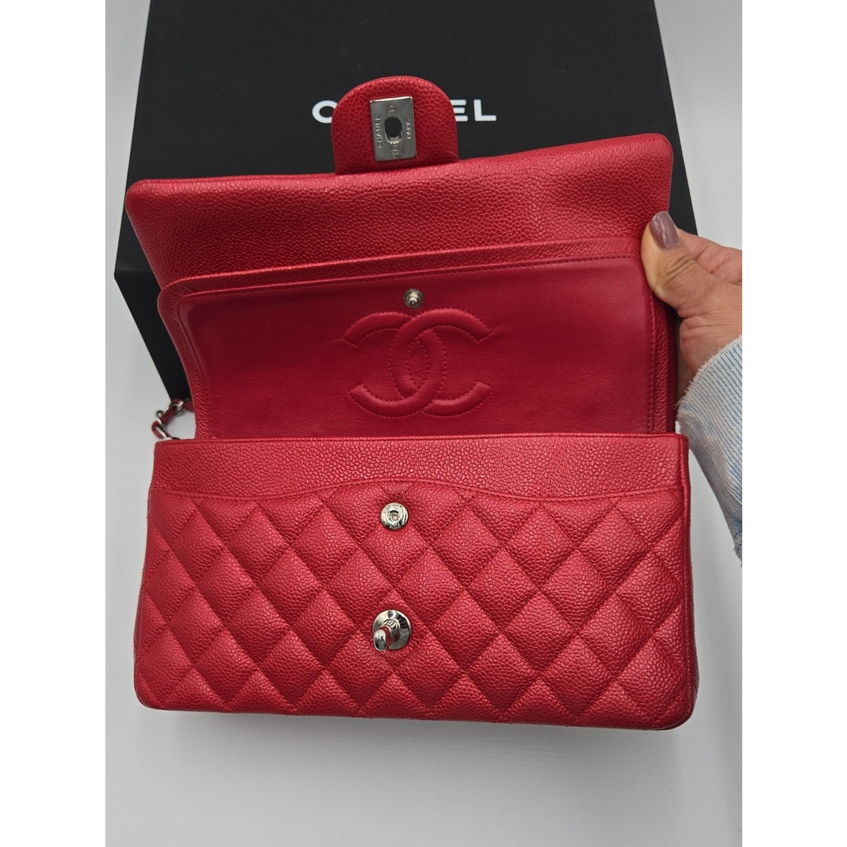 Chanel Double Flap Caviar Mefium Silver Hardware SERIES 20
