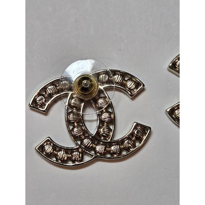 #191 - Chanel 2023B Black Crystal CC Logo Stud Earrings, Gold-Tone Metal