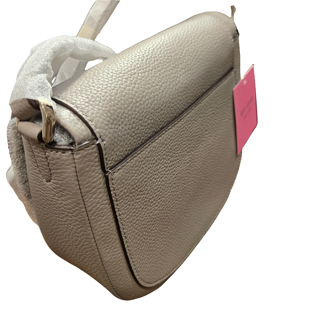 Kate Spade Roulette Pebbled Leather Small Saddle Bag - Taupe / NEW WITH TAGS