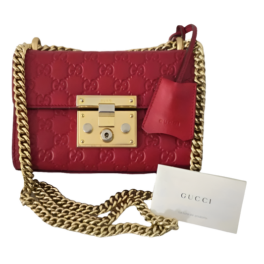 Gucci Red Padlock Guccissima 2-way Bag