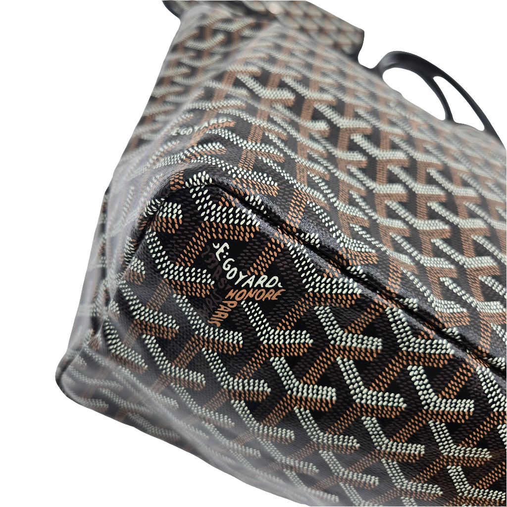 GOYARD Saint Louis PM Tote Bag Leather Herringbone Black Silver Hardware- NEW
