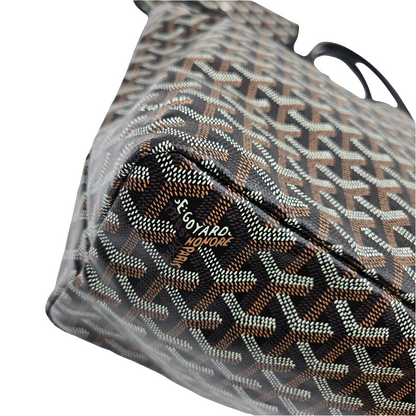 GOYARD Saint Louis PM Tote Bag Leather Herringbone Black Silver Hardware- NEW
