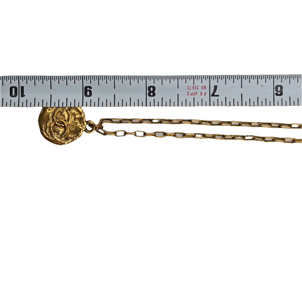 CHANEL Coco Mark GP Round Gold Necklace