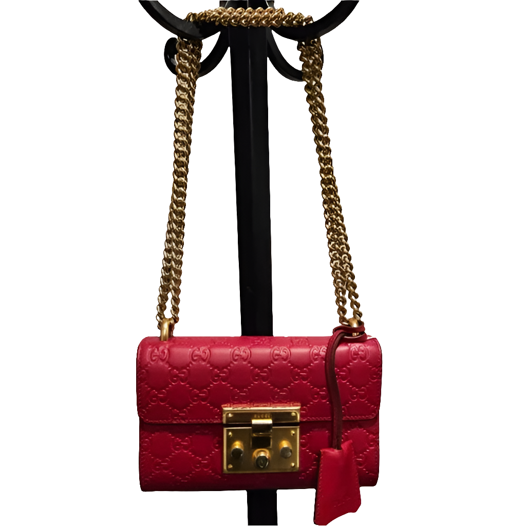 Gucci Red Padlock Guccissima 2-way Bag