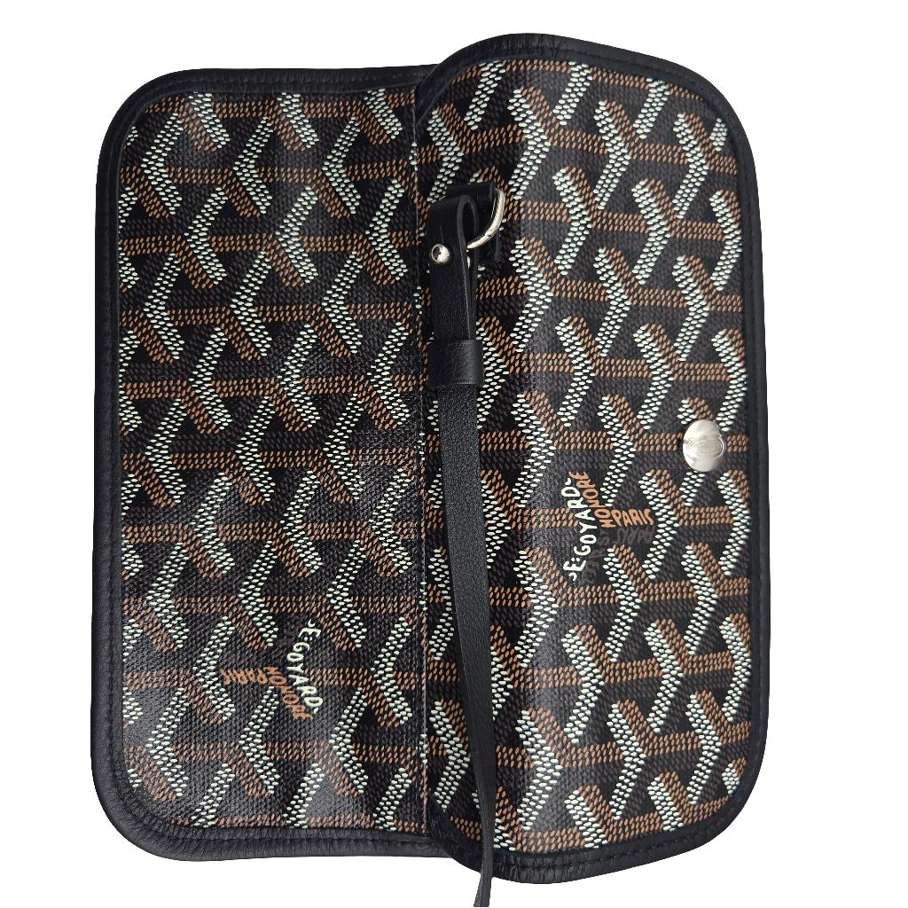 GOYARD Saint Louis PM Tote Bag Leather Herringbone Black Silver Hardware- NEW
