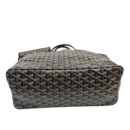 GOYARD Saint Louis PM Tote Bag Leather Herringbone Black Silver Hardware- NEW