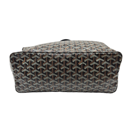 GOYARD Saint Louis PM Tote Bag Leather Herringbone Black Silver Hardware- NEW