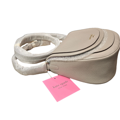 Kate Spade Roulette Pebbled Leather Small Saddle Bag - Taupe / NEW WITH TAGS