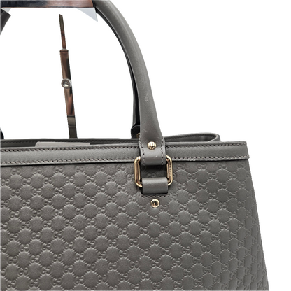 GUCCI Micro Guccissima Tote Bag Handbag Shoulder Leather Grey 510291