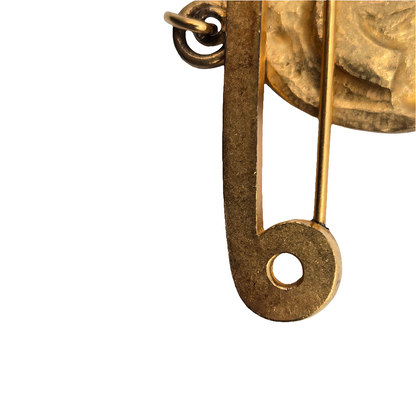 Chanel Preloved CC Gold Medallion Brooch