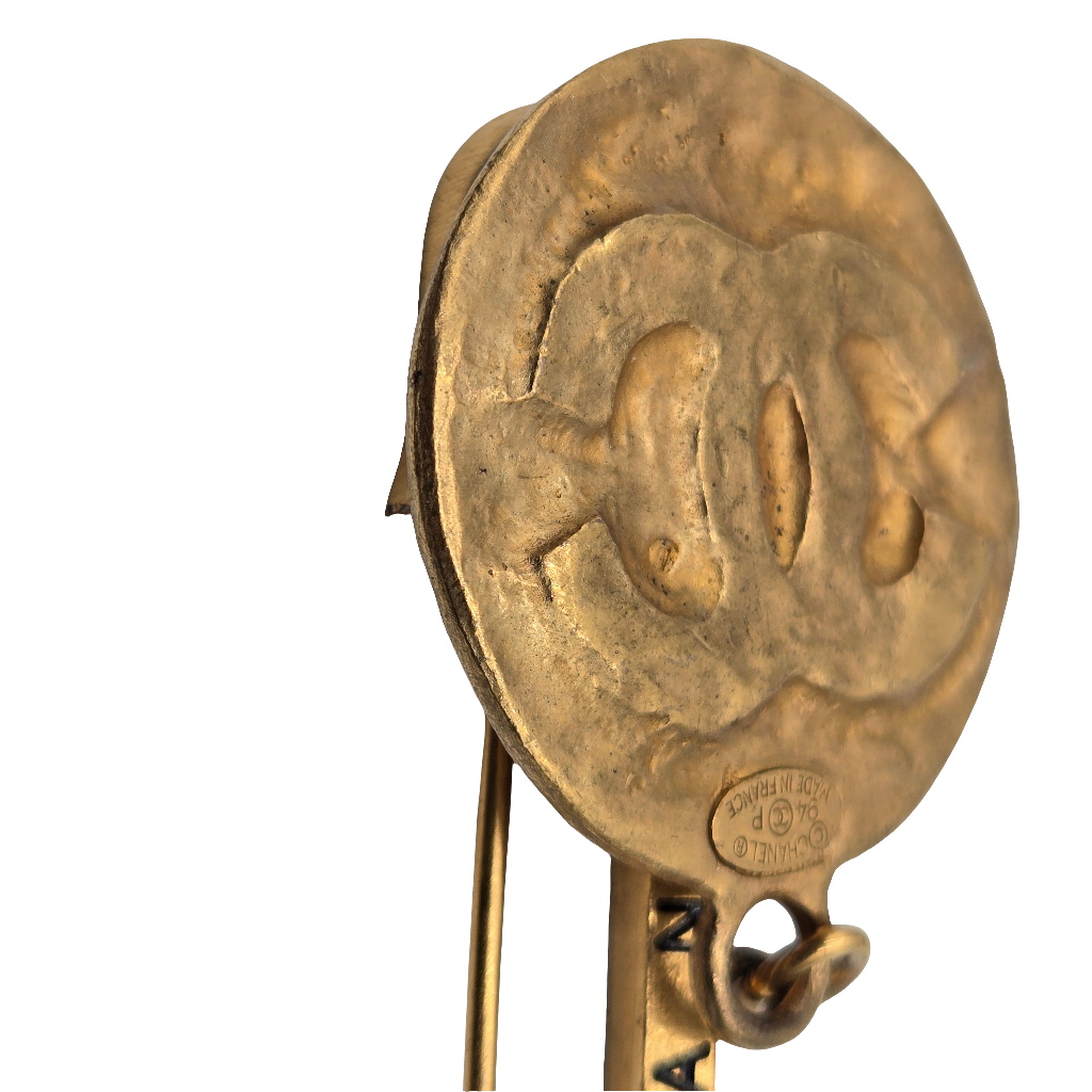 Chanel Preloved CC Gold Medallion Brooch