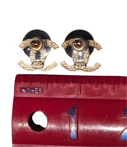 Chanel Earrings CHANEL CC Motif Coco Mark Gold 07A