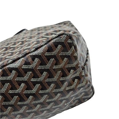 GOYARD Saint Louis PM Tote Bag Leather Herringbone Black Silver Hardware- NEW