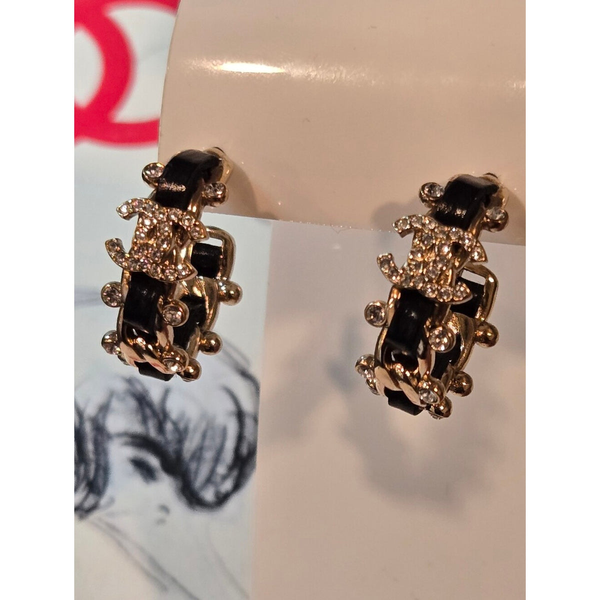 #197 - Chanel CC Hoop Earrings w/leather 2021
