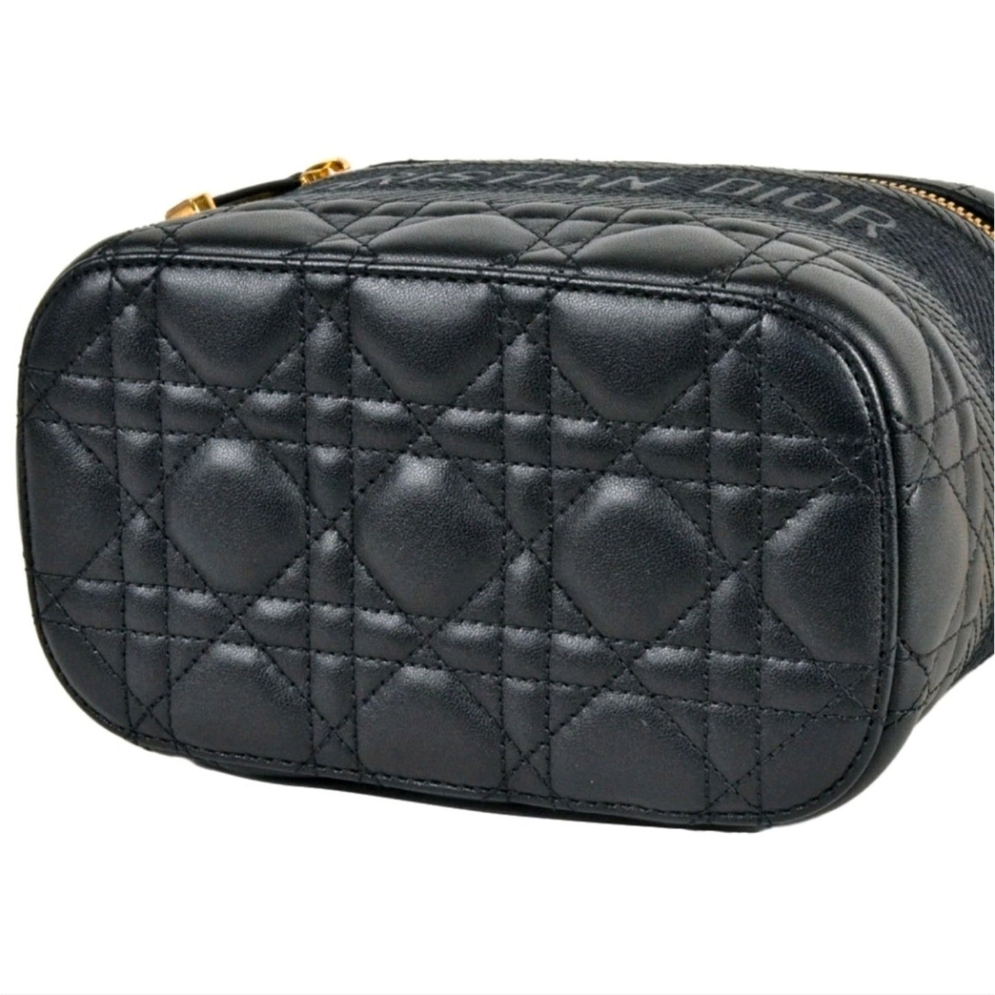 Christian Dior Vanity Bag Shoulder Leather Canvas Black Crossbody/Top Handle