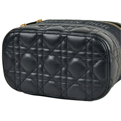 Christian Dior Vanity Bag Shoulder Leather Canvas Black Crossbody/Top Handle