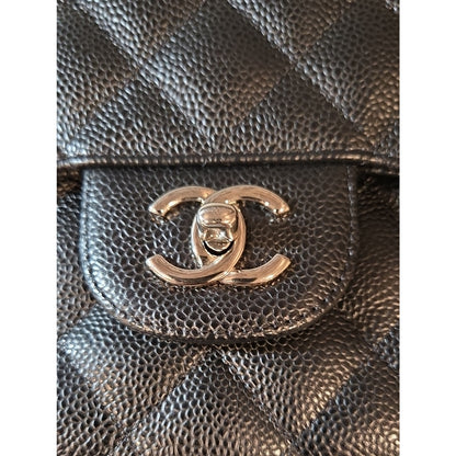 CHANEL Double Flap Jumbo 30, Black Caviar, Silver Hardware - COA included