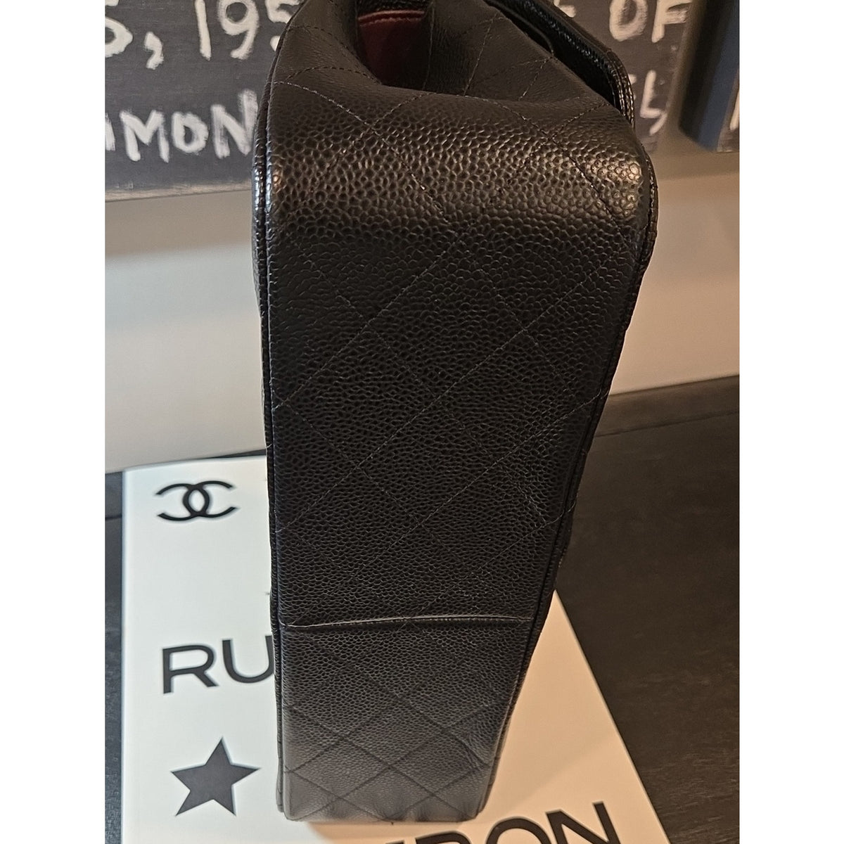 CHANEL Double Flap Jumbo 30, Black Caviar, Silver Hardware - COA included