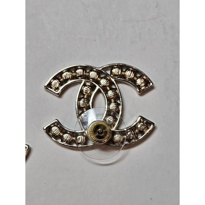 #191 - Chanel 2023B Black Crystal CC Logo Stud Earrings, Gold-Tone Metal