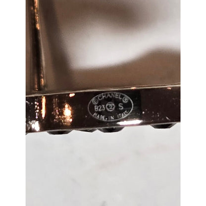 #191 - Chanel 2023B Black Crystal CC Logo Stud Earrings, Gold-Tone Metal