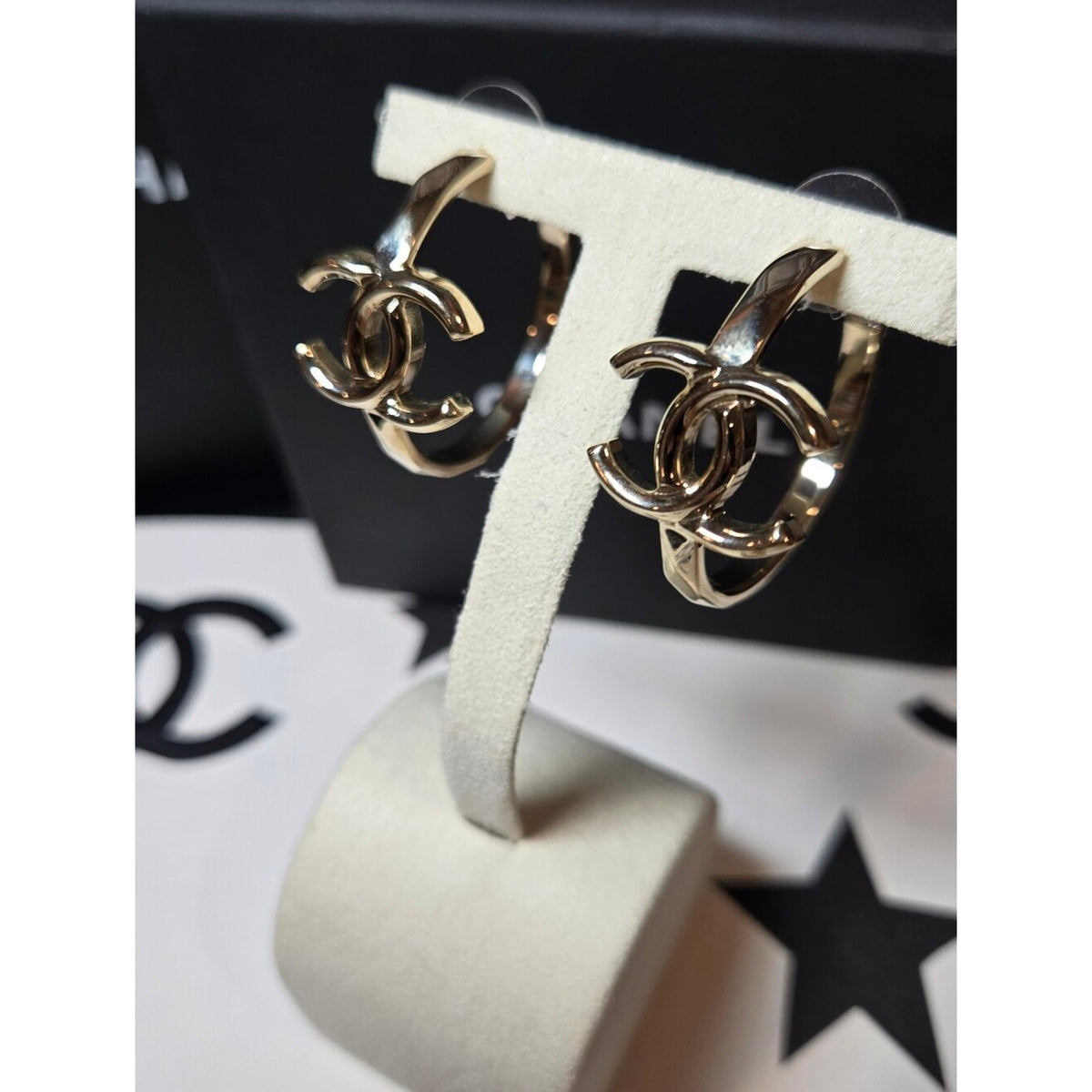 #185 Chanel CC Hoop Earrings Gold 2017 Sprin/Summer
