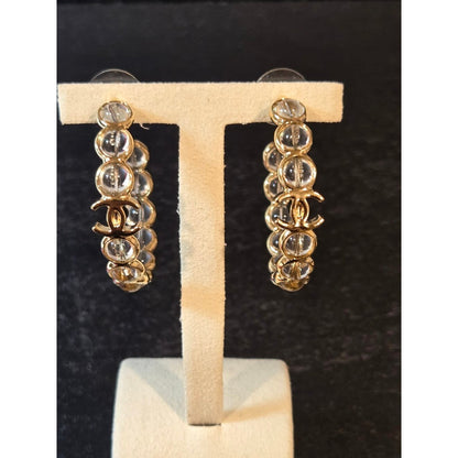 #198 - Chanel Gold-Tone/Transparent Resin CC Hoop Earrings A24