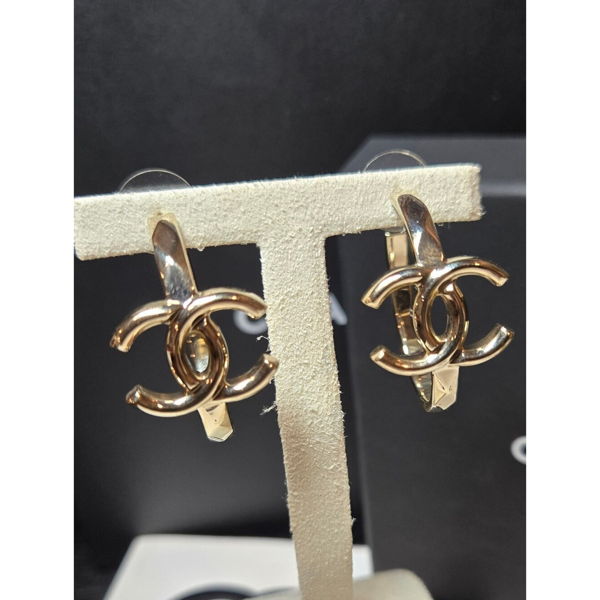 #185 Chanel CC Hoop Earrings Gold 2017 Sprin/Summer