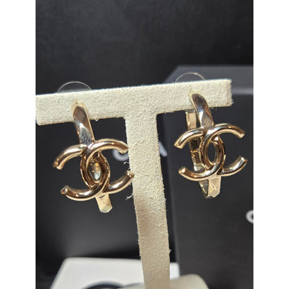 #185 Chanel CC Hoop Earrings Gold 2017 Sprin/Summer