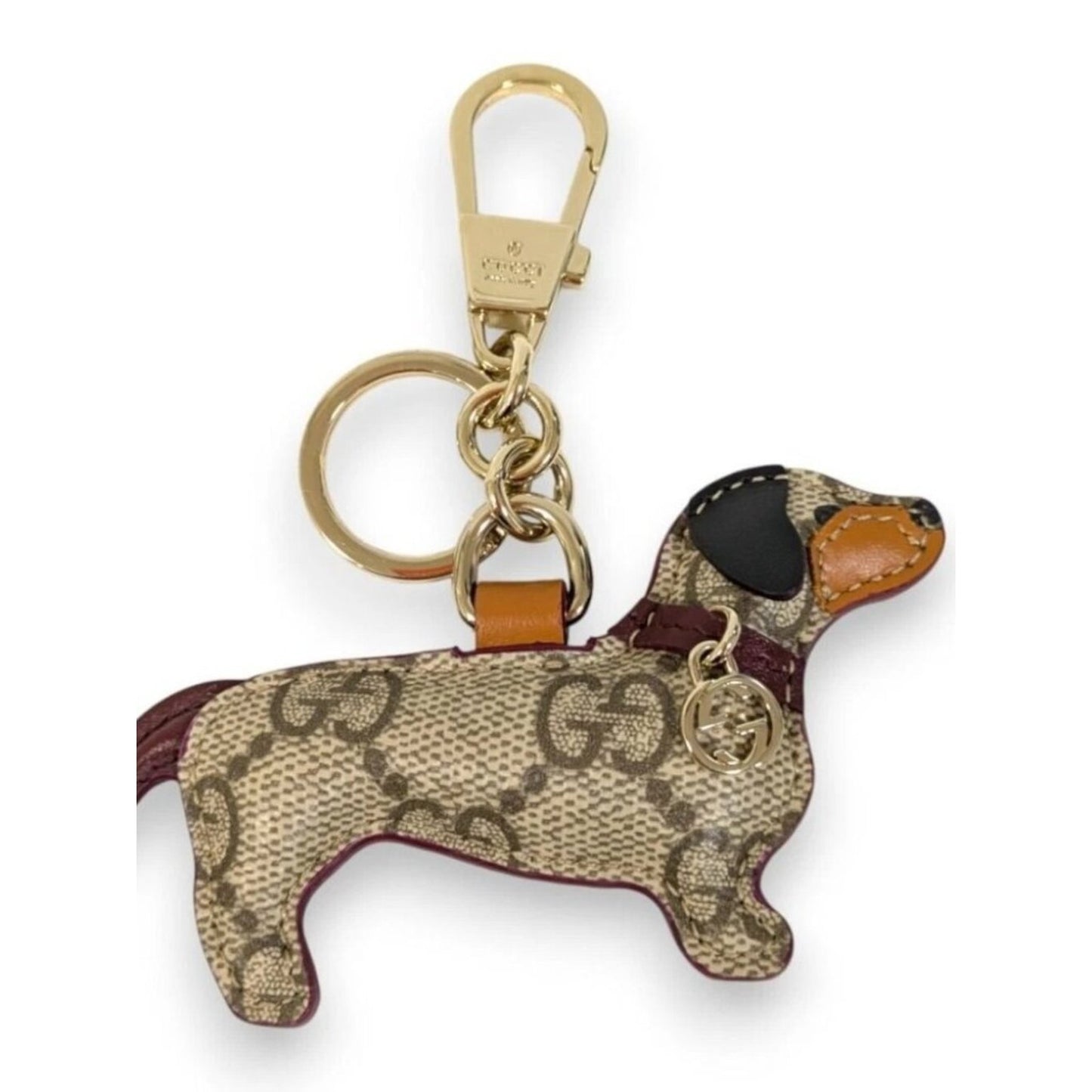 #139 - GUCCI GG Supreme Dog Shape Key Ring Keychain 821812