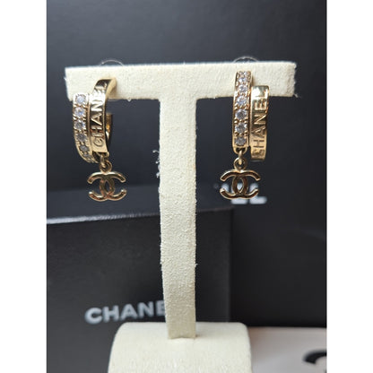 #491 Chanel 2022 Strass CC Drop Earrings