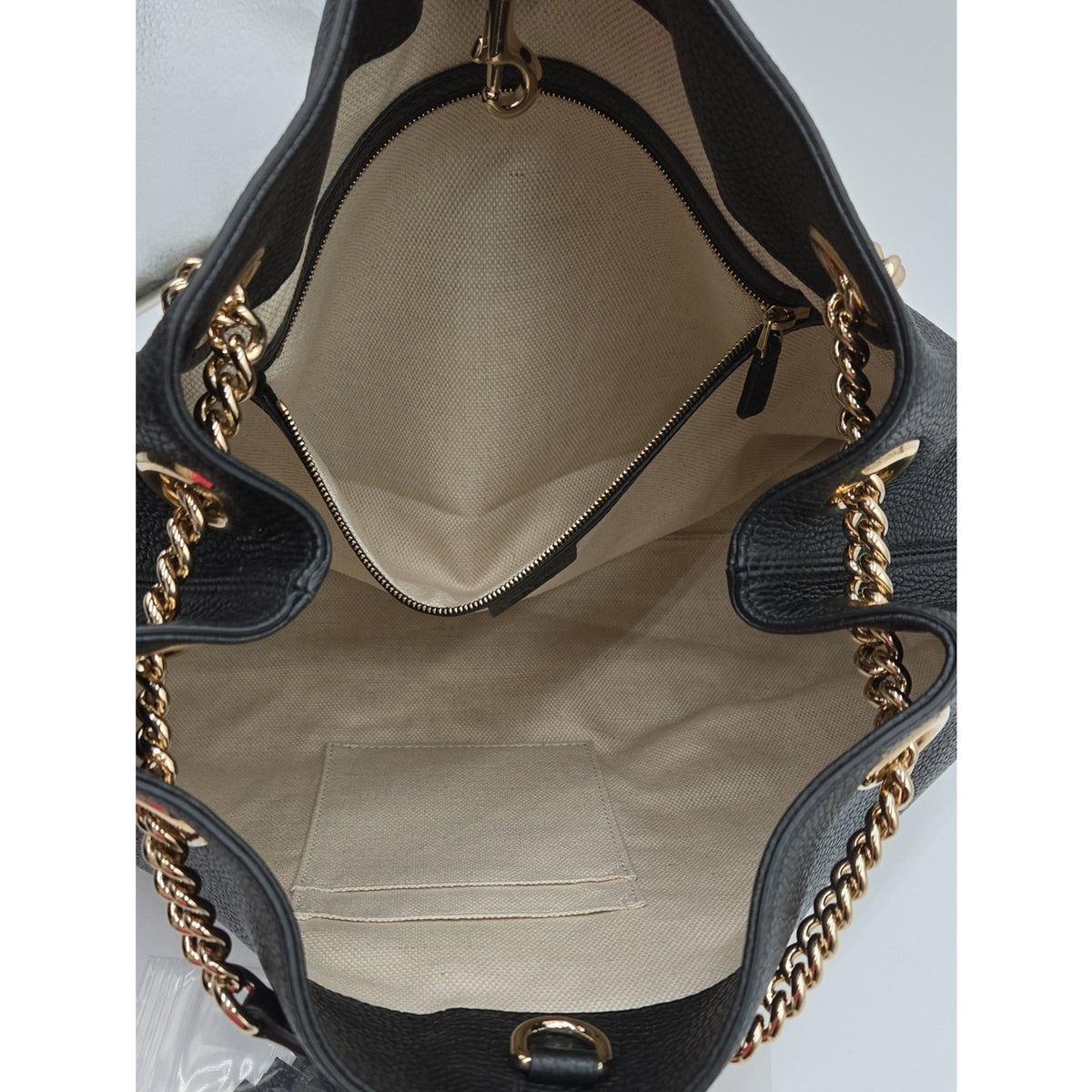 Gucci Interlocking G Soho Chain Tote Handbag, Leather, Black, 536196 - COA incl