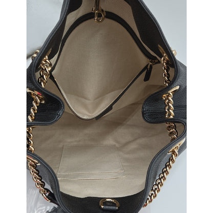 Gucci Interlocking G Soho Chain Tote Handbag, Leather, Black, 536196 - COA incl
