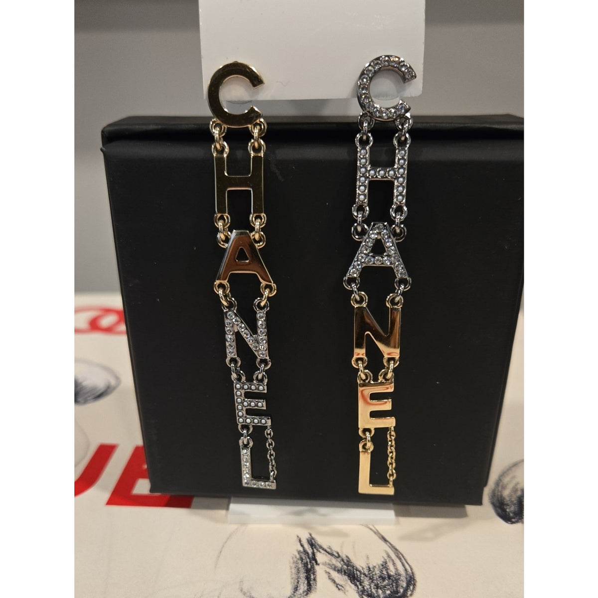 #202 - CHANEL B20 Pearl/Crystal Bright Young Things Earrings Gold Ruthenium
