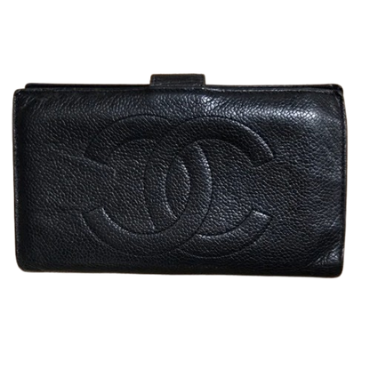 CHANEL Black Caviar Leather Wallet