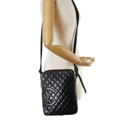 Chanel Black Calfskin Quilted Medium Cambon Crossbody