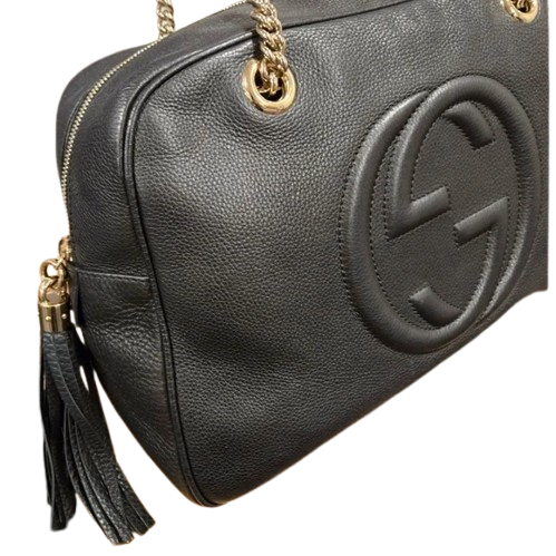 Gucci  Black Leather Soho Shoulder Bag