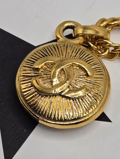 #172 - Chanel Coco Mark Vintage Chain Pendant Necklace, Gold Plated, - Vintage