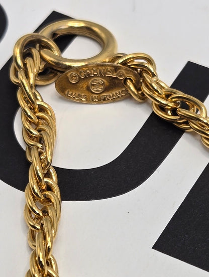 #172 - Chanel Coco Mark Vintage Chain Pendant Necklace, Gold Plated, - Vintage