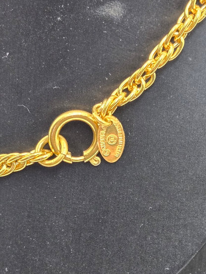 #172 - Chanel Coco Mark Vintage Chain Pendant Necklace, Gold Plated, - Vintage