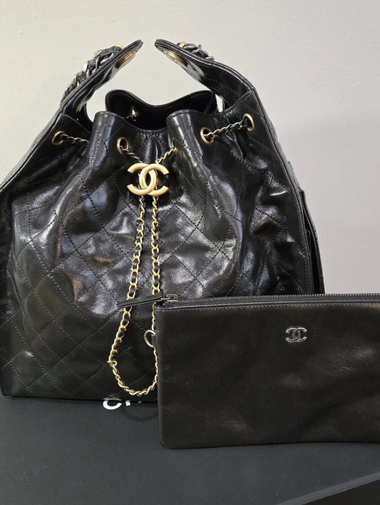 RARE CHANEL 25 MEDIUM - SILVER/GOLD HARDWARE, lamb leather