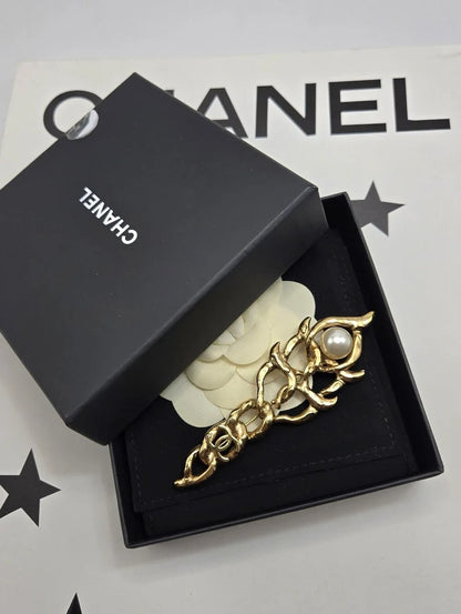 #1108 - Chanel Coco Mark L20C Brooch GP x Imitation pearl Gold
