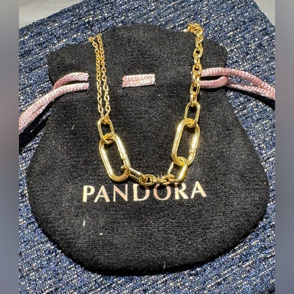 Pandora ME Double Link Chain Necklace & Louis Vuitton Lock/Key - LV CIRCLE