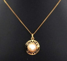 Chanel Necklace Circle GP Plated Fake Pearl Gold