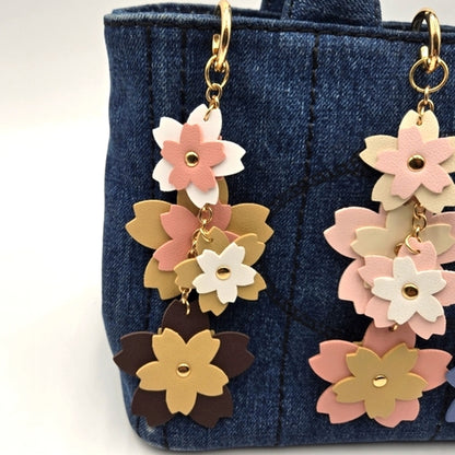 Cherry Blossom Leather Keychain