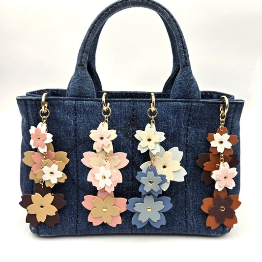 Cherry Blossom Leather Keychain
