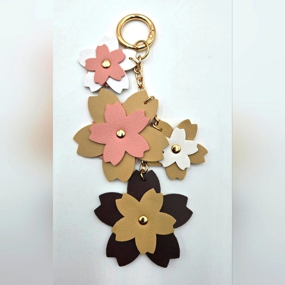 Cherry Blossom Leather Keychain