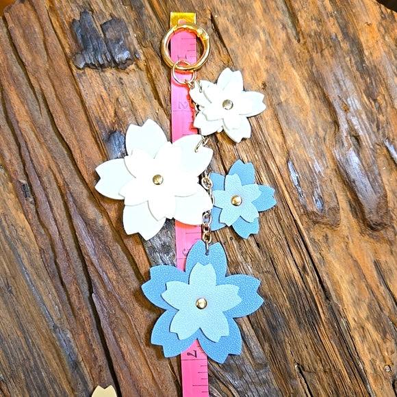 Cherry Blossom Leather Keychain